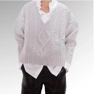 Zara Dolman Sleeve Gray Cable Knit Sweater